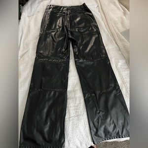 Wide Leg Leather Pants